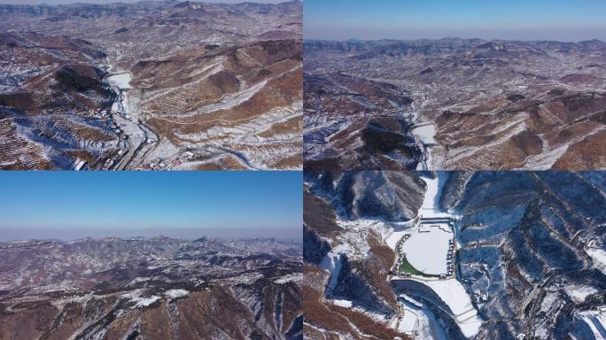 济南南部山区雪景航拍2021