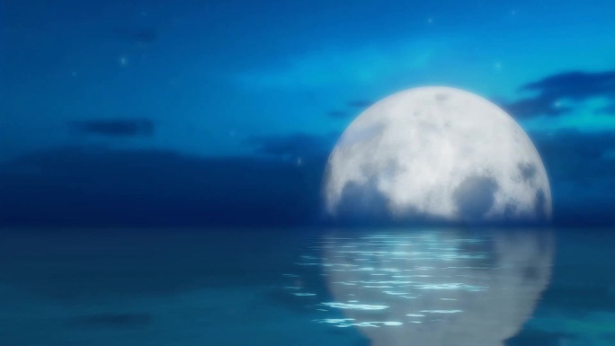 月亮月光湖面海面波光微波荡漾