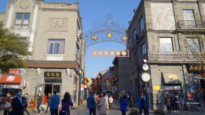 4K北京商业街大栅栏鲜鱼口美食街正阳门