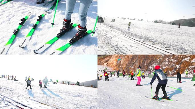 【原创】冬奥滑雪滑雪板雪景冬天视频素材