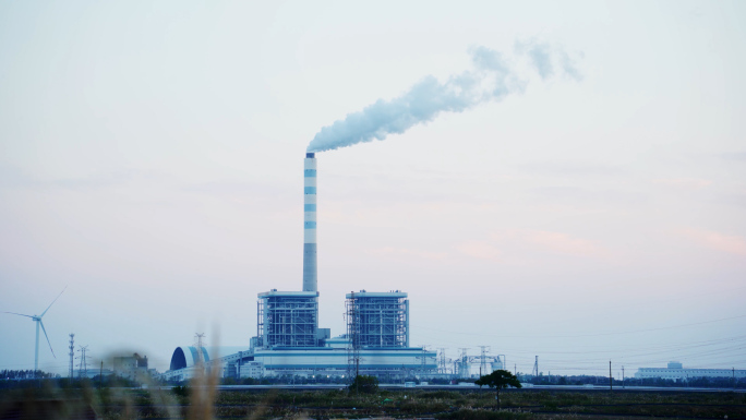 【4K】电厂烟囱排放气体