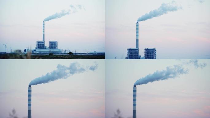 【4K】电厂烟囱排放气体