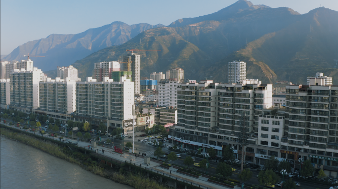 【4K】陇南城市街道空镜航拍