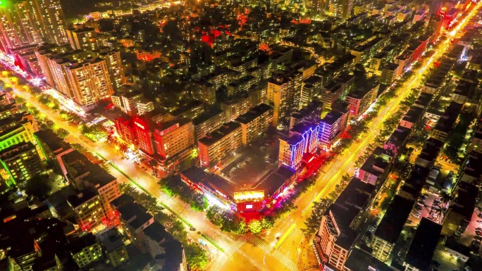 唯美风景-航拍夜景延时-茂名夜景航拍延时