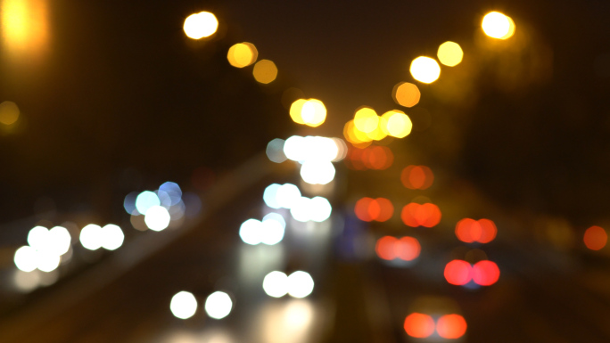 城市车流唯美灯光光斑朦胧唯美4k