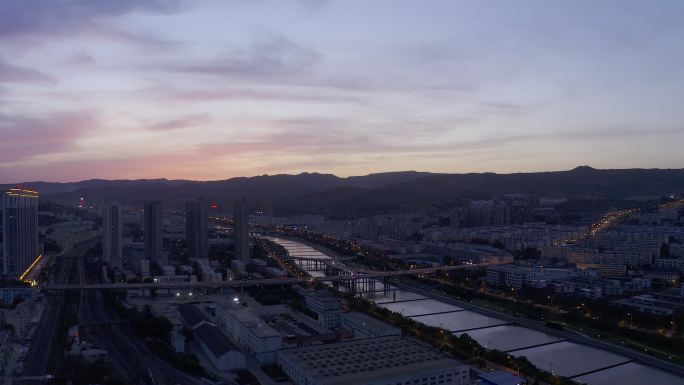 4K-原素材-夕阳下桃河航拍