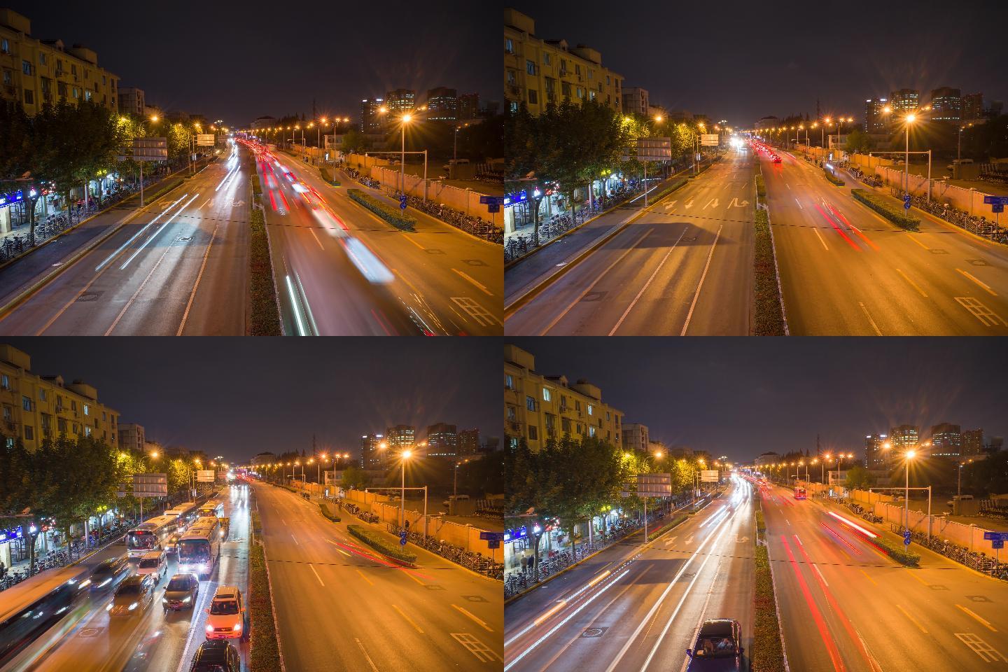 城市夜晚街道车流穿行6K延时摄影视频素材