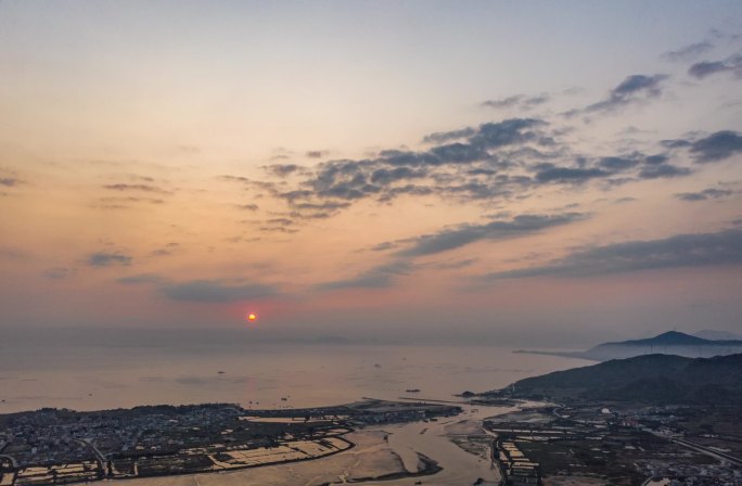 海边日落航拍延时