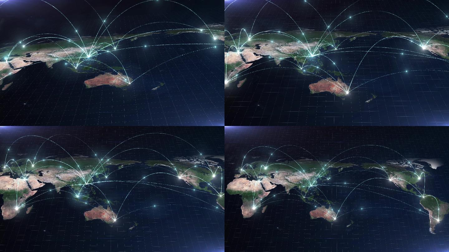 4K世界地图连线——1（视频素材）