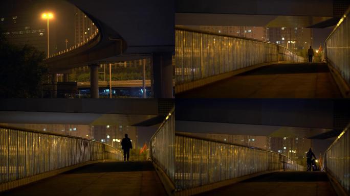 北京深夜一个人下班回家走路背影4k