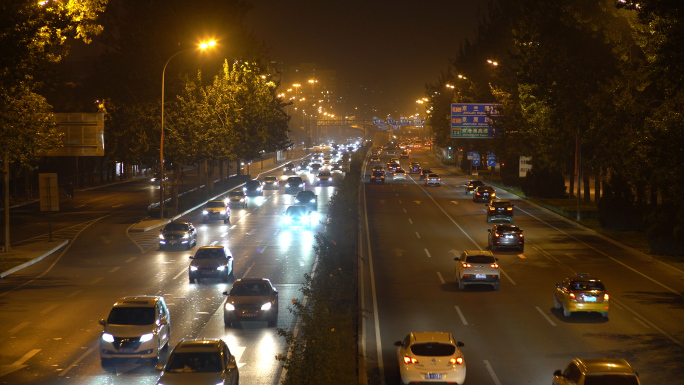 北京夜晚车辆行驶4k
