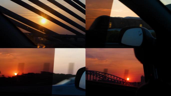 城市高速公路傍晚夕阳开车4k视频素材