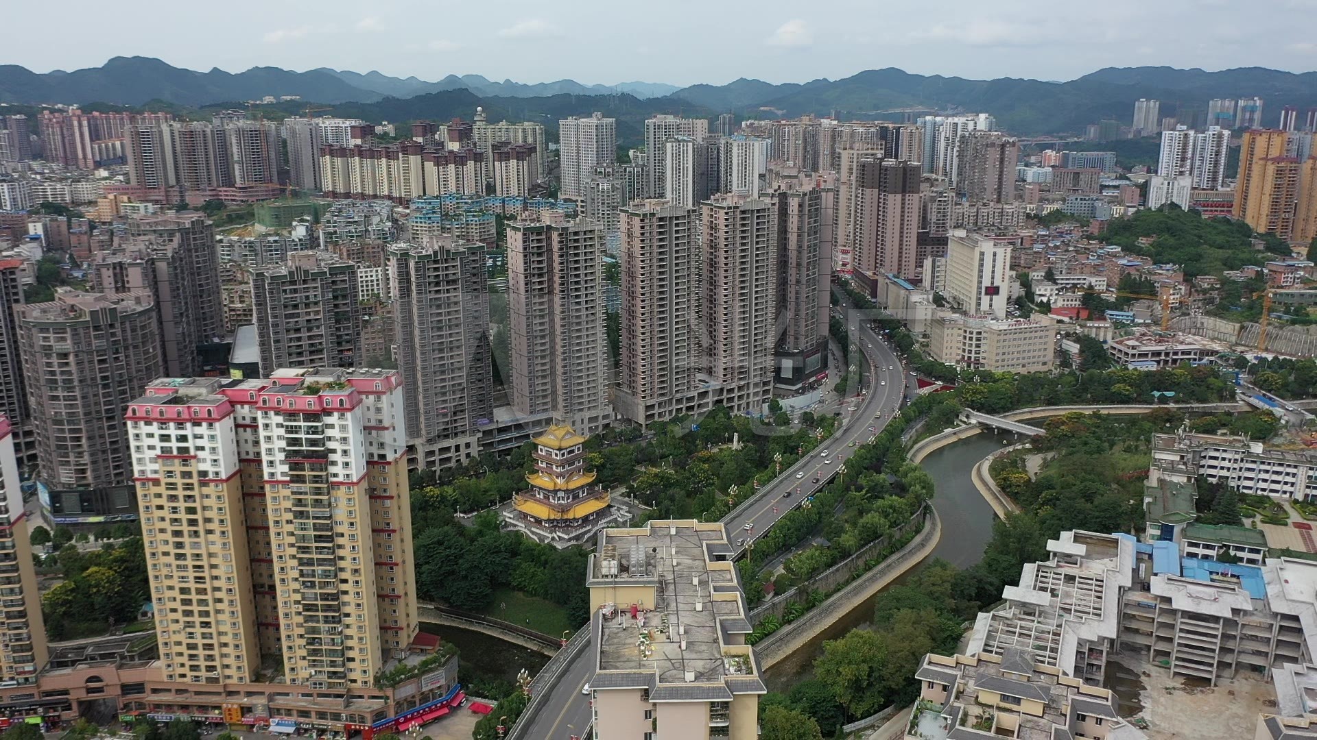 毕节城市大景航拍