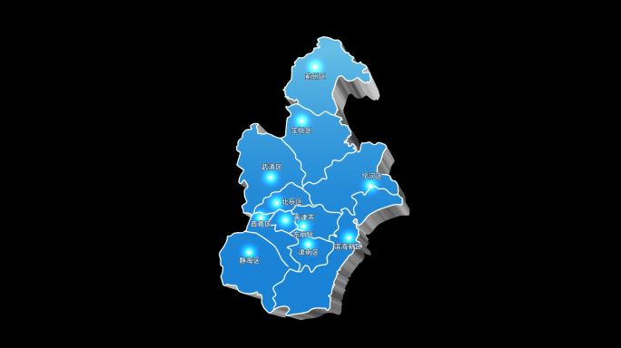 天津市三维立体地图区域通道视频蓝色