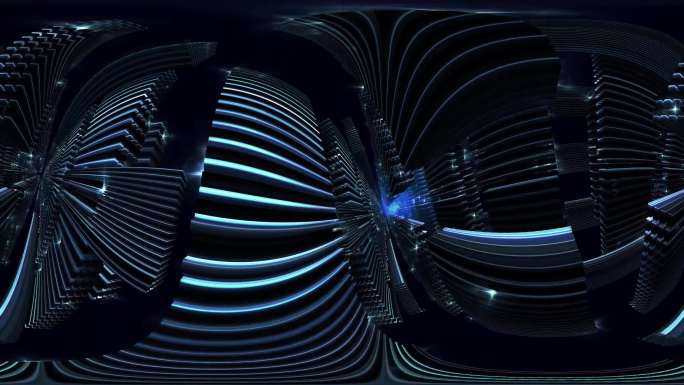 360VR4K蓝色科技隧道魔幻素材