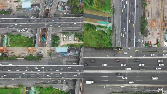 4k南京城市高架桥交通航拍