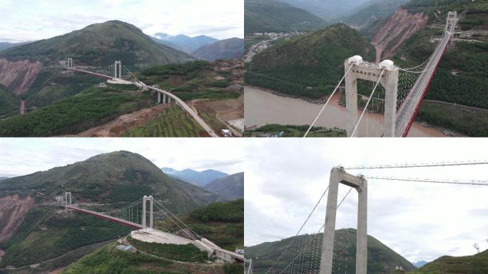四川白鹤滩金沙江大桥4k航拍原创视频素材
