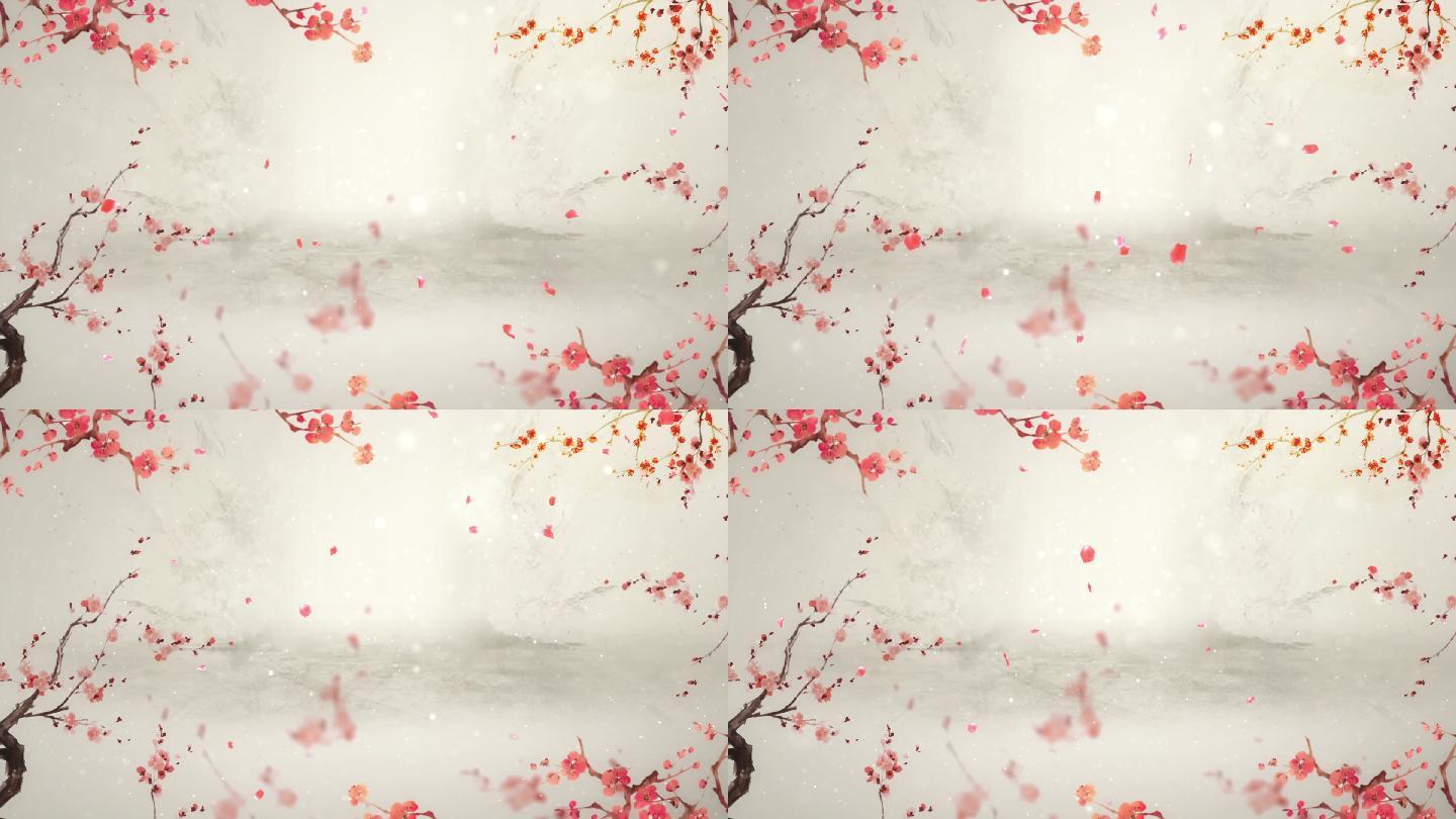 水墨中国风-led舞台背景红梅