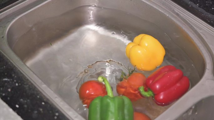 洗手盆蔬果落水升格素材