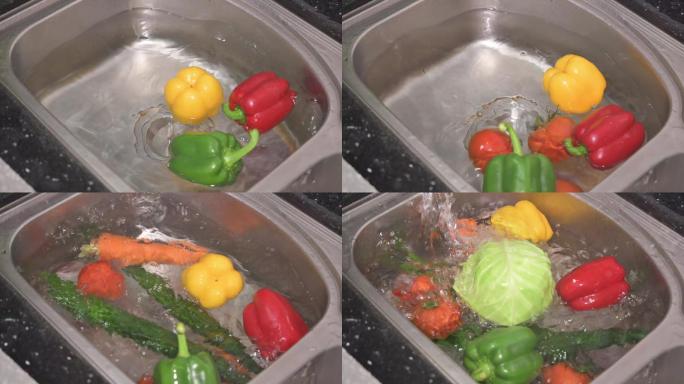 洗手盆蔬果落水升格素材