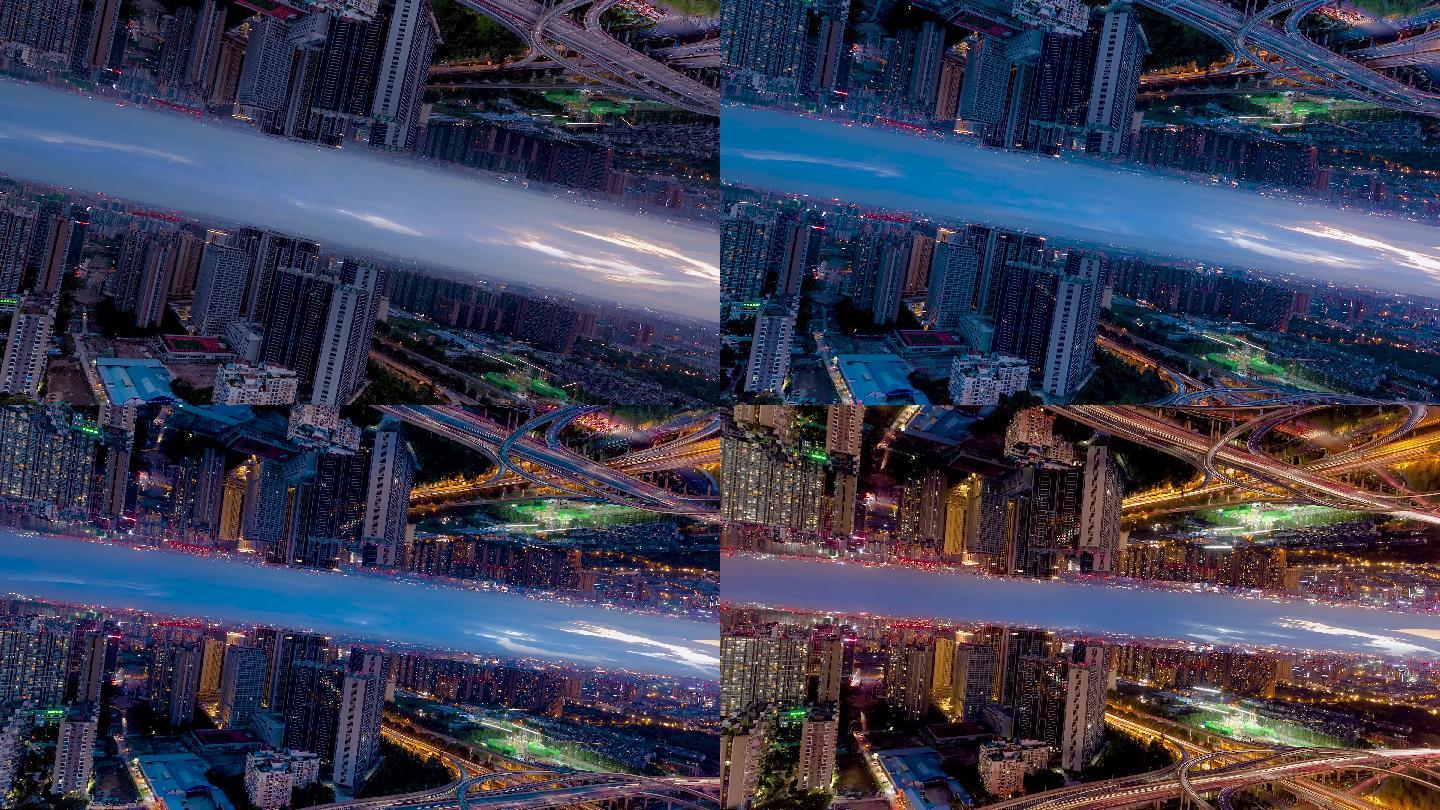 盗梦空间之城市翻转日转夜延时镜像4K