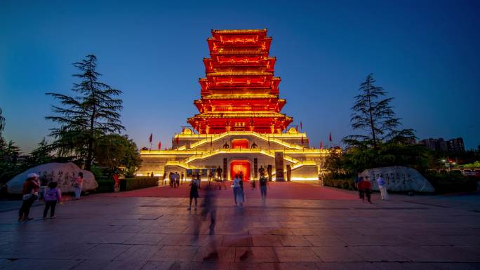 2020年5月西安汉城湖大风阁夜景