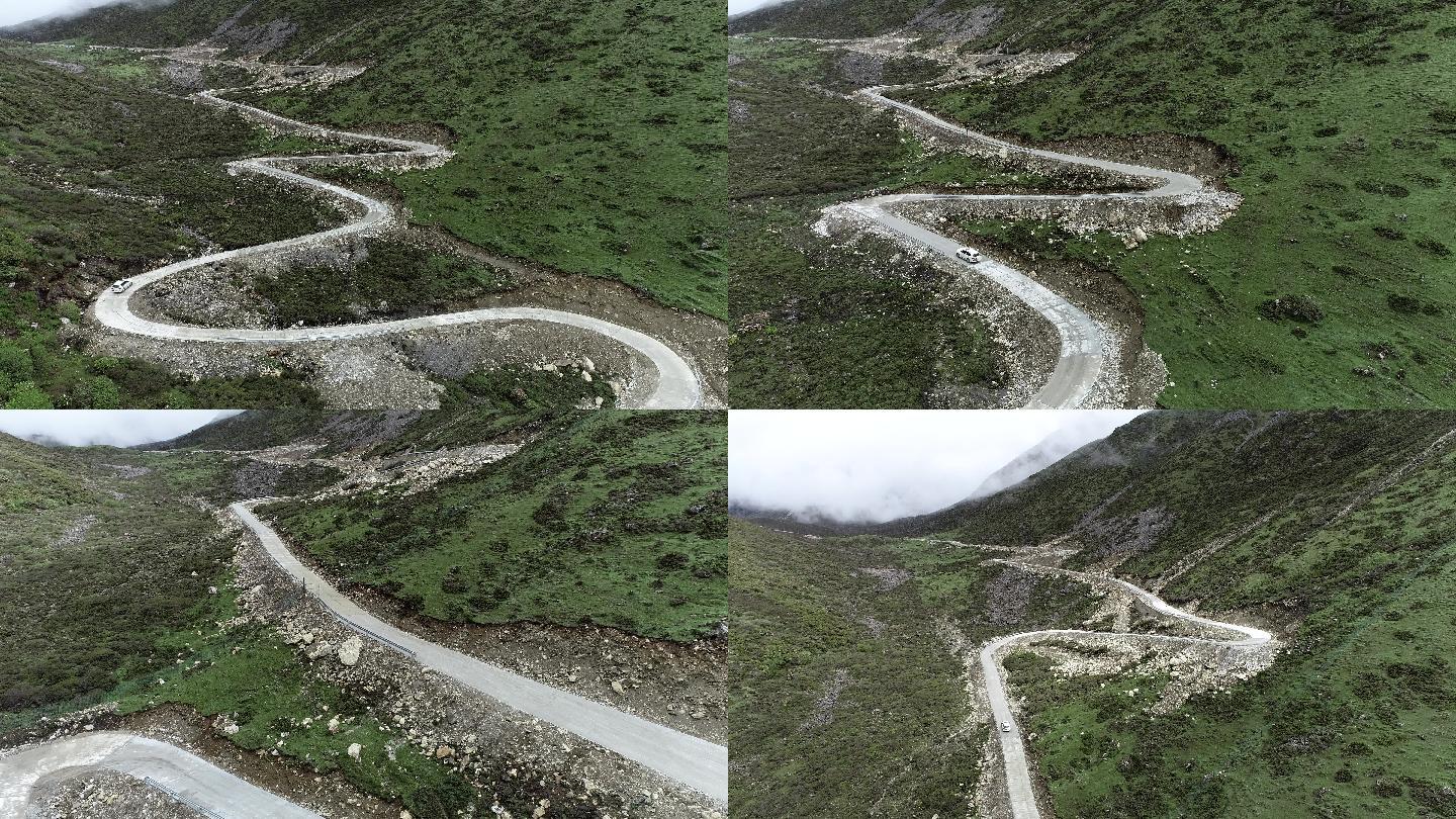 青藏高原山地道路航拍素材