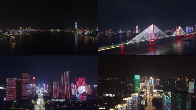 武汉长江二桥徐东大街夜景航拍