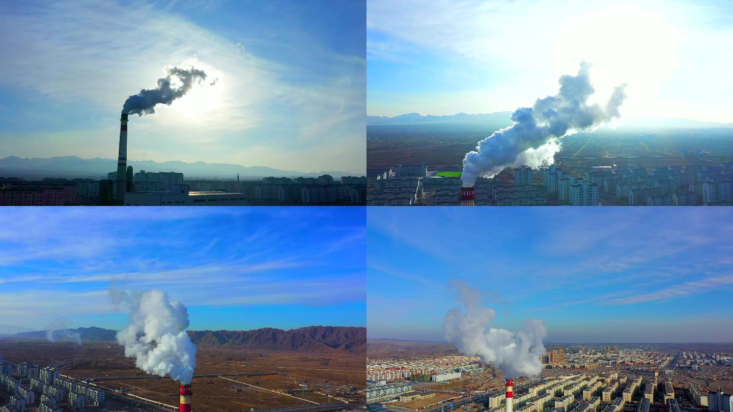 【2k】航拍大气污染锅炉蒸汽