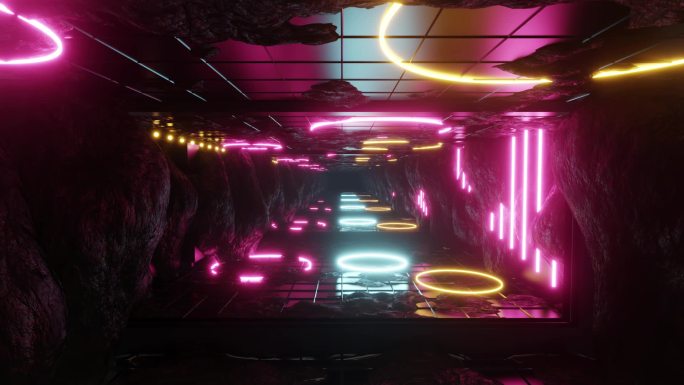 科幻霓虹光效隧道穿梭