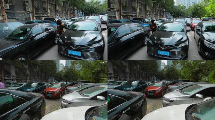 深圳小区拥挤停车场占道停满车