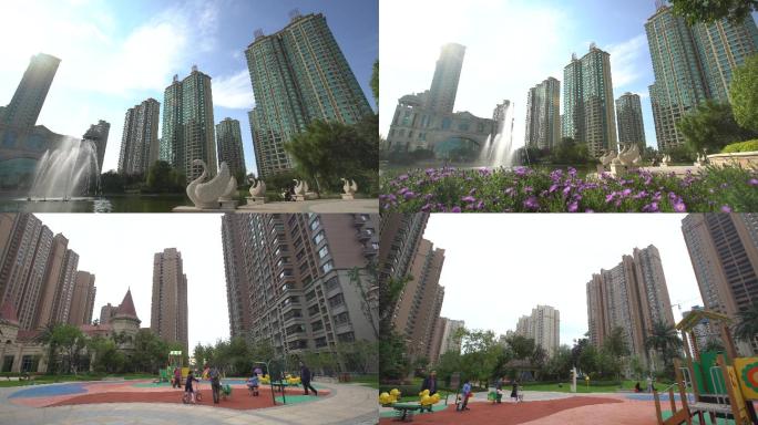 城市小区，小区绿化，高档住宅（4K)