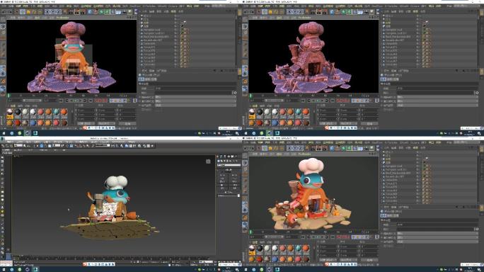 C4D+3dsmax+fbx--章鱼小屋