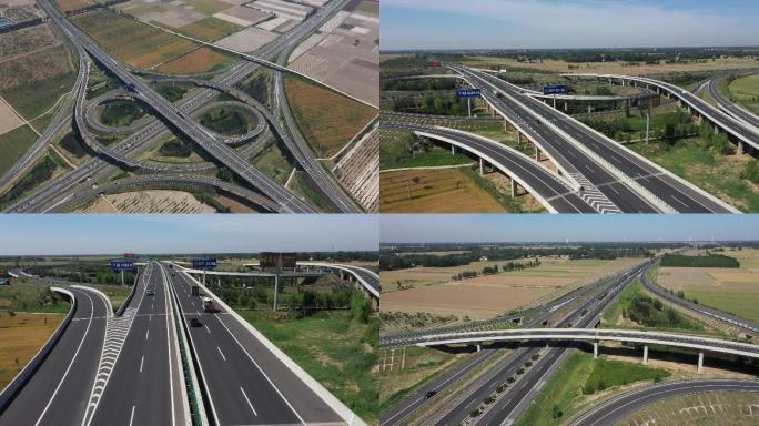 航拍高速公路高速互通立交桥