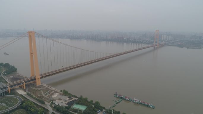 鹦鹉洲长江大桥航拍4k原素材