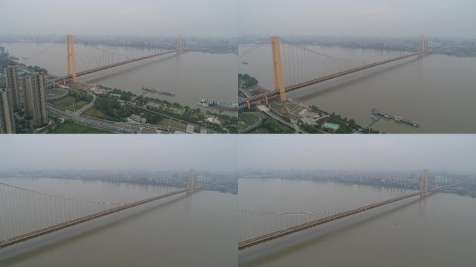 鹦鹉洲长江大桥航拍4k原素材