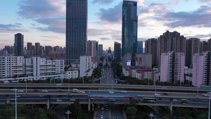 城市建筑大厦高楼云南昆明北京路城市航拍