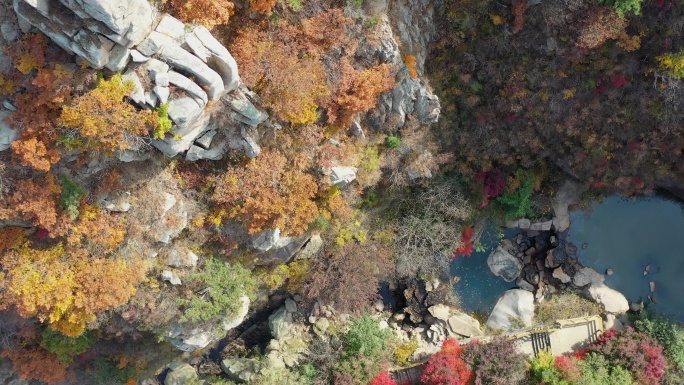 青岛崂山北九水冷翠峡秋季风光航拍