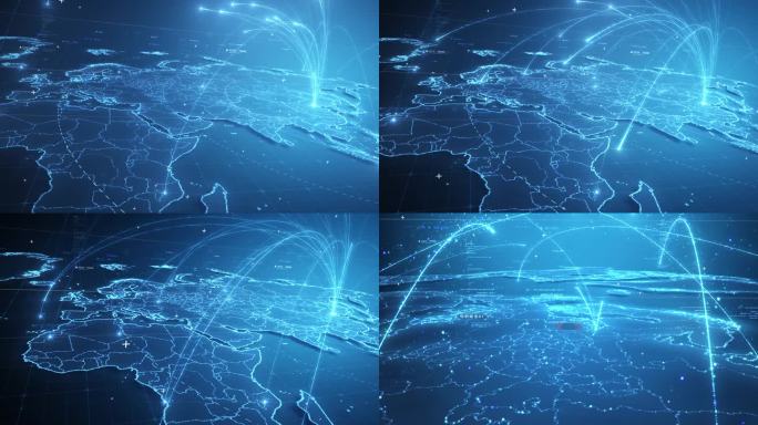 科技光线出口贸易世界地图辐射地图展示