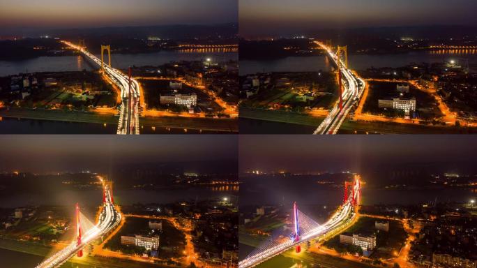 至喜长江大桥夜景航拍移动延时1080