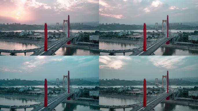 至喜长江大桥日转夜延时4k