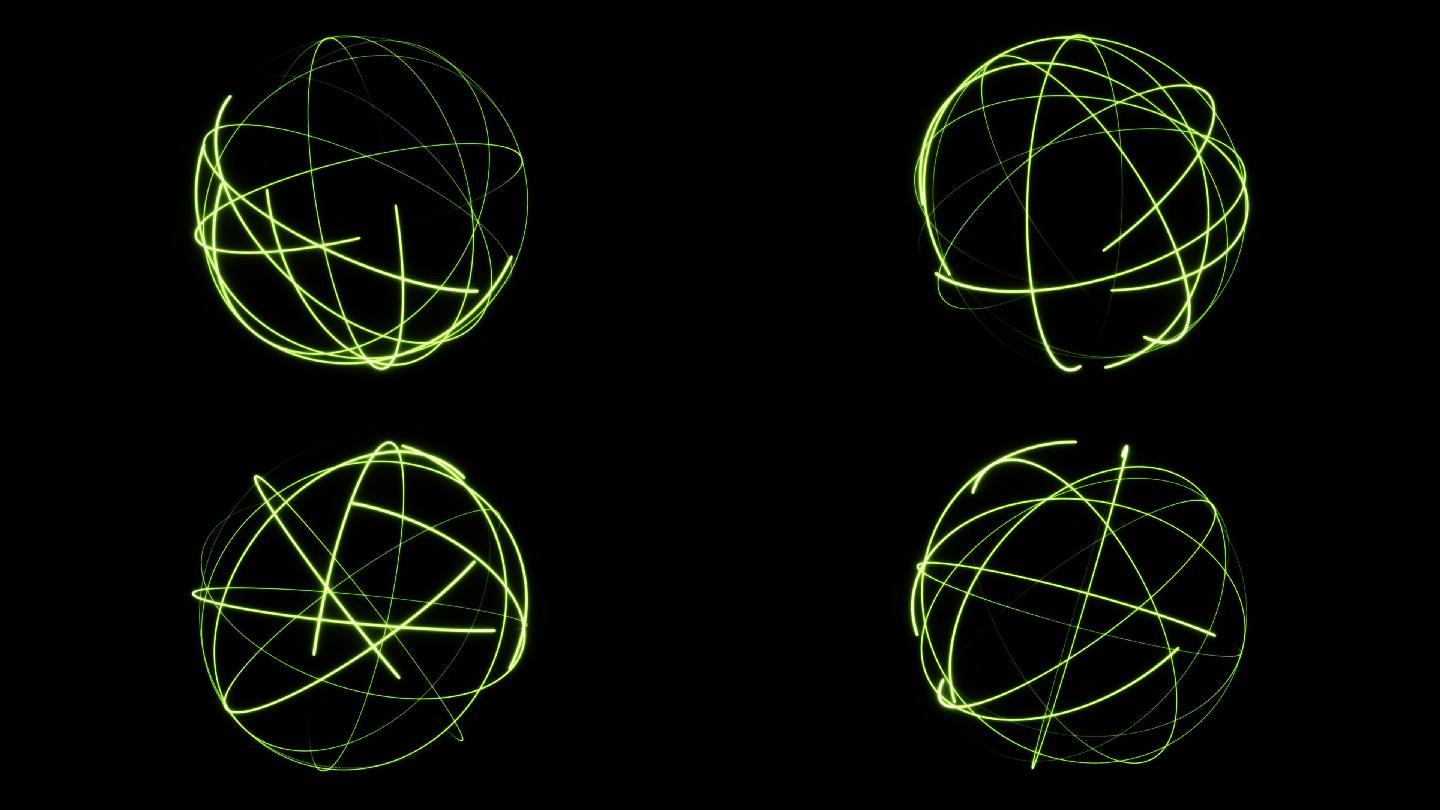 绿色科技质感线条光球流动