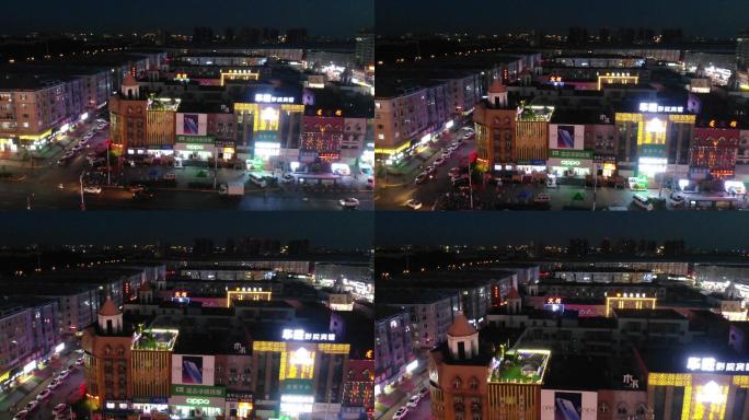 4k-哈尔滨自贸区学院路夜景航拍素材