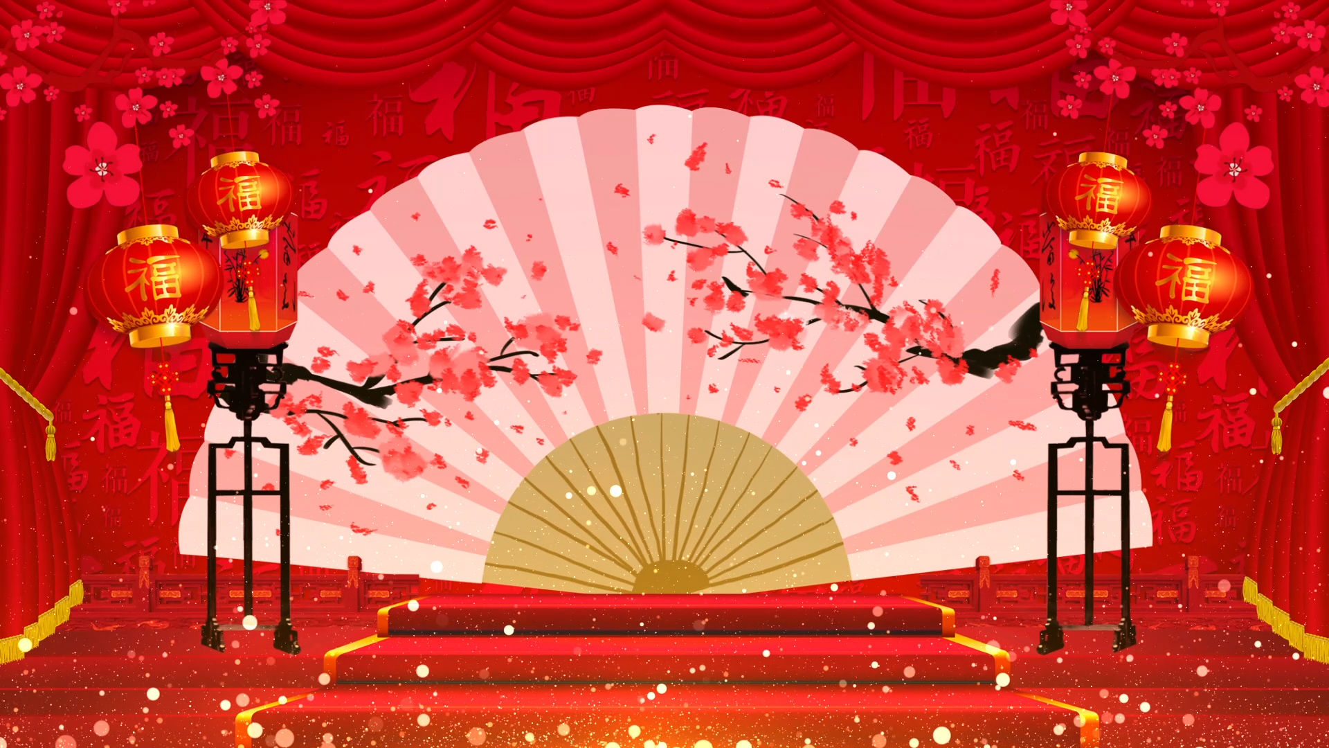 中国风古典戏曲相声舞台背景视频02_1920x1080_高清视频素材下载(编号