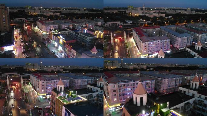 4k-哈尔滨自贸区学院路夜景航拍素材
