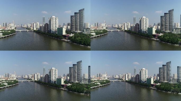 4k城市发展广州珠江航拍
