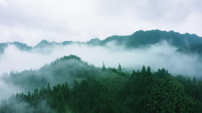 云雾山川 大山 青山 梯田 村落