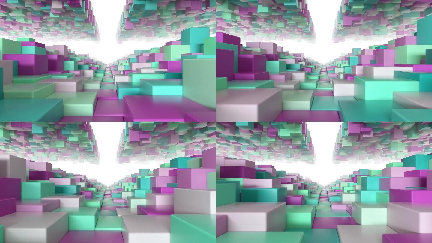 4K彩色立方体抽象动感VJ背景