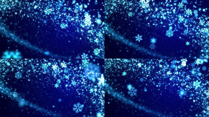圣诞开场蓝色粒子雪花背景