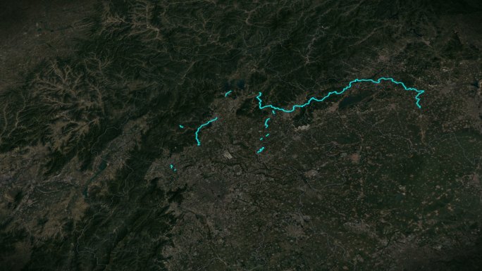 广东清远地图太空穿梭地球俯冲穿梭云层